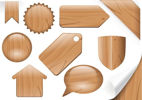 Vector set of Wooden labels elements 08 wooden wood labels label elements element   