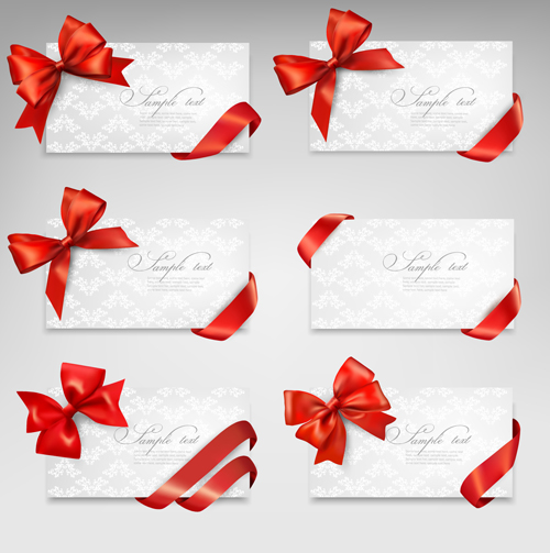 Exquisite ribbon bow gift cards vector set 26 ribbon gift cards gift card exquisite cards card bow   
