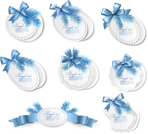 Exquisite ribbon bow gift cards vector set 12 ribbon gift cards gift card exquisite cards card bow   