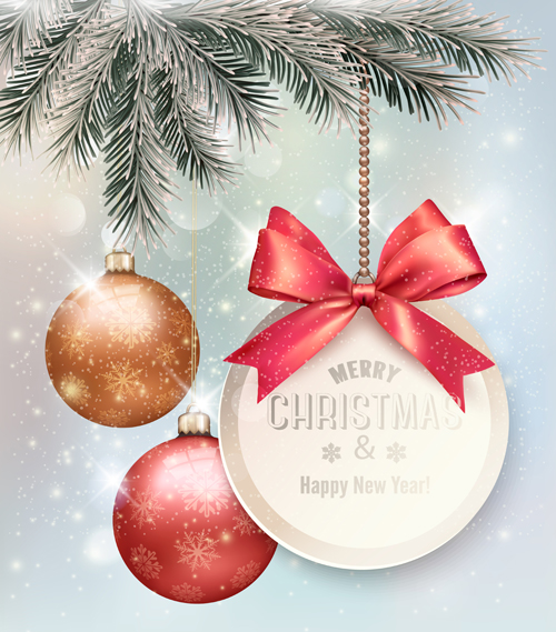 Christmas baubles with decor cards vector 02 decor christmas cards baubles   