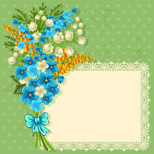 Blue flower with lace card vector 01 lace flower card vector blue   