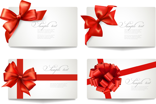 Exquisite ribbon bow gift cards vector set 13 ribbon gift cards gift card bow   
