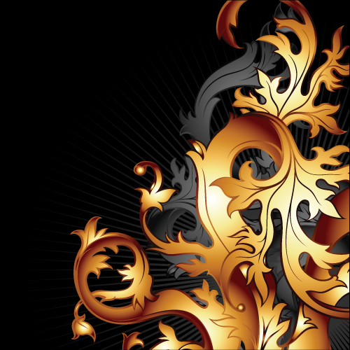 Gold floral vector backgrounds art 01 gold floral   