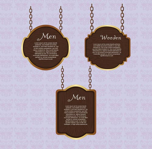 Vector set of Wooden labels elements 06 wooden wood labels label elements element   