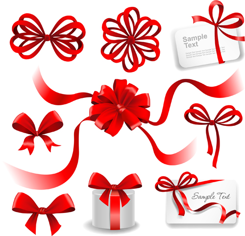 Gift card with red bow vector red gift card bow   
