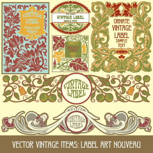 Set of vintage items label art vector 02 vintage label items   