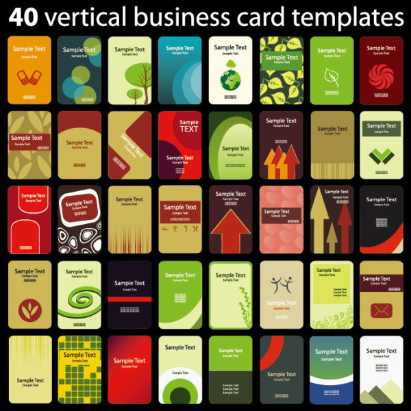 Set of 40 vertical business card templates vector 02 business card templates business card template business card business   