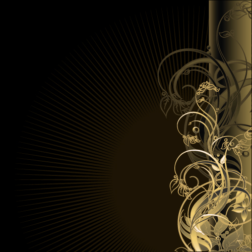 Gold floral vector backgrounds art 02 gold floral   