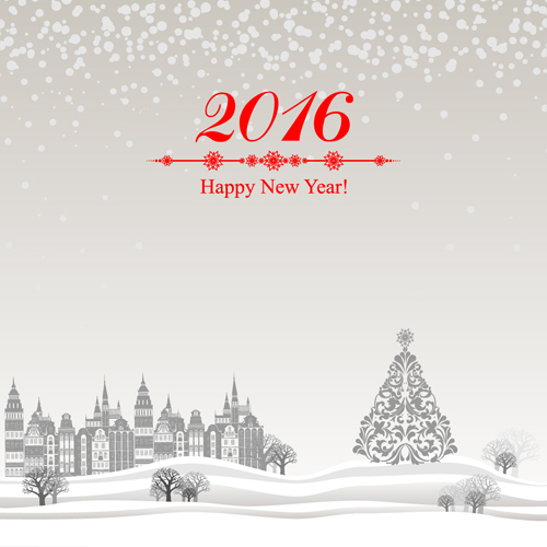 2016 new year with christmas tree winter background vector 02 winter new year christmas tree 2016   