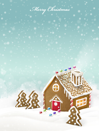 Xmas snow with wooden house background xmas wooden snow house background   