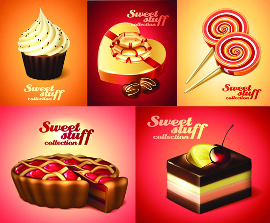 Different Desserts vector art ice cream free design EPS vector material to download dessert food pictures delicious snacks Delicate and sweet chocolate candy cake   