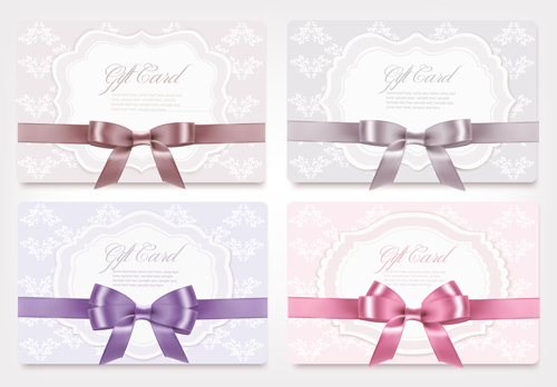 Exquisite ribbon bow gift cards vector set 25 ribbon gift cards gift card gift exquisite cards card bow   