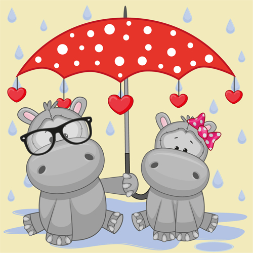 Cute animals and umbrella cartoon vector 08 umbrella cute animals cartoon animals   