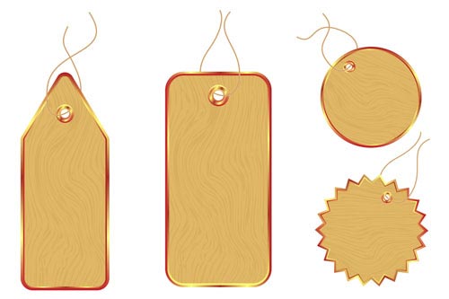 Vector set of Wooden labels elements 10 wooden wood labels label elements element   