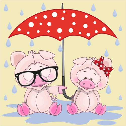 Cute animals and umbrella cartoon vector 01 umbrella cute animals cartoon   