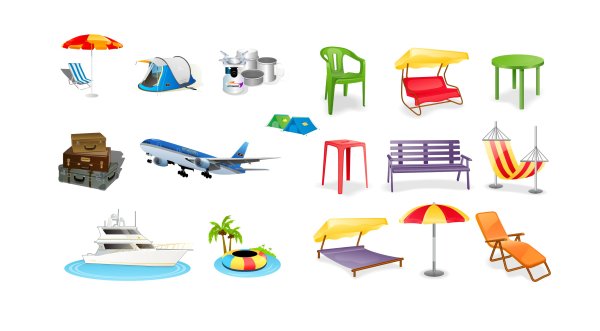 Leisure and tourism elements mix icon vector tourism mix leisure icon elements element   