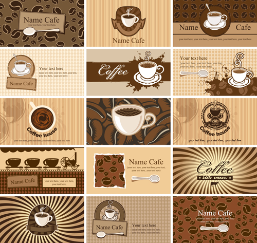 Coffee cards vector set coffee cards card   