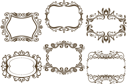 6 Kind floral frame vector   