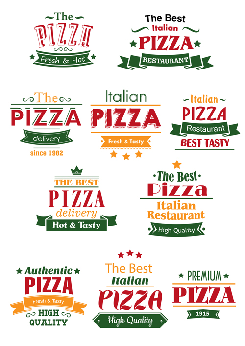 Simple pizza logos vector pizza logos   