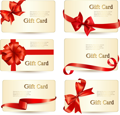 Exquisite ribbon bow gift cards vector set 20 ribbon gift cards gift card exquisite cards card bow   