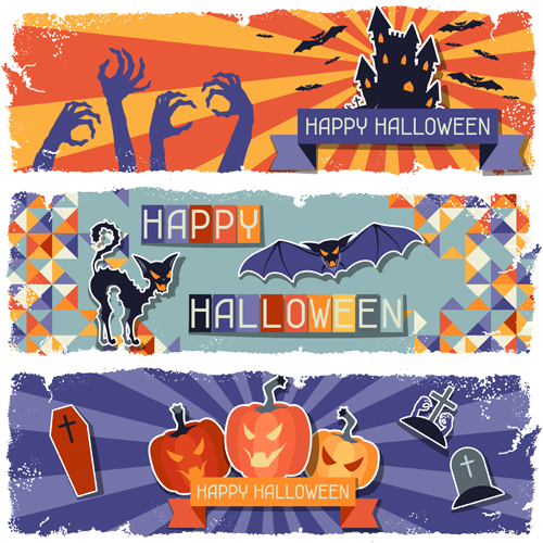 Funny Halloween vector banner 02 halloween funny banner   