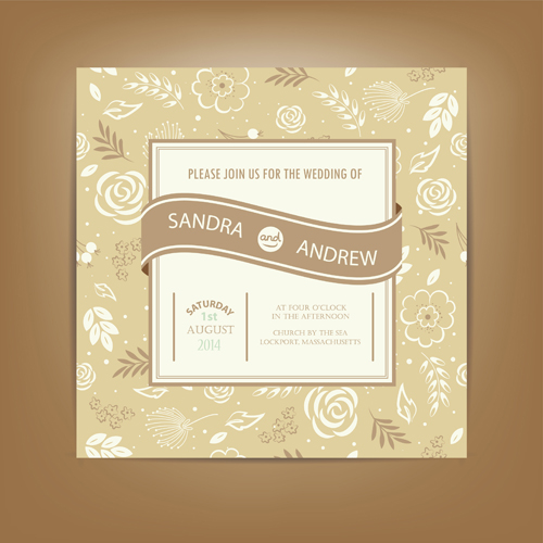 Beige floral wedding cards vectors 01 wedding card wedding floral cards   