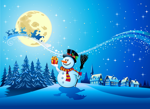 Beautiful Christmas Night winter vector background 01 Vector Background night christmas beautiful background   