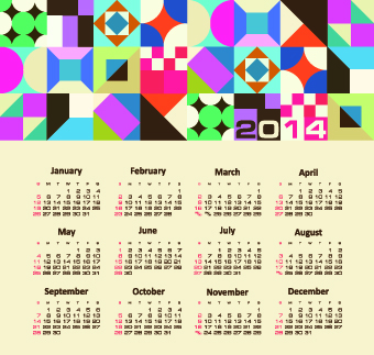 Vector set of 2014 calendar design 02 calendar 2014   