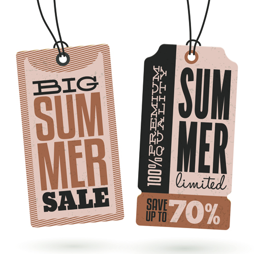 Vintage cardboard summer discount tags vector 04 vintage summer discount cardboard   