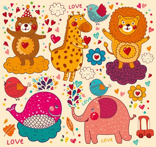 Different hand draw animals design vector set 02 hand-draw hand different animals Animal   