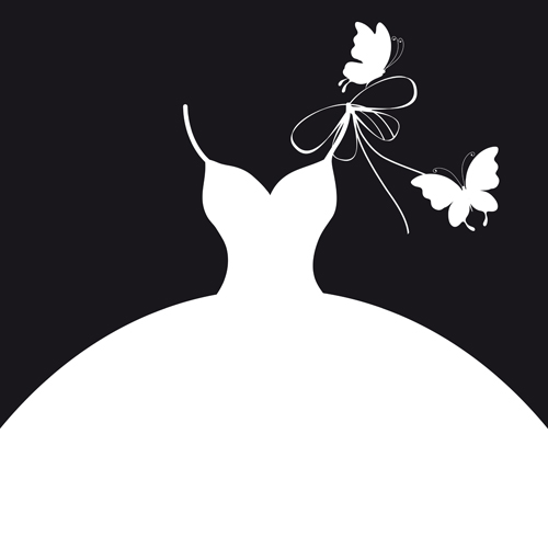 Beautiful wedding dress silhouette design vector 02 wedding silhouette dress beautiful   