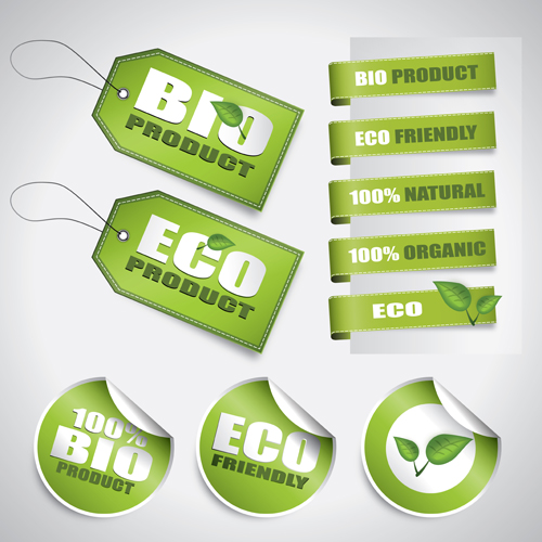 Go green Eco and Bio labels with Stickers vector 01 stickers sticker labels label green eco bio   
