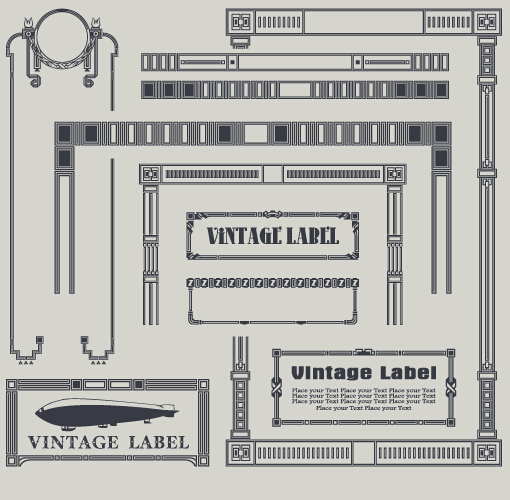Vintage label and border elements vector 04 vintage label elements border   