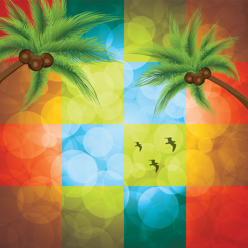 Shiny colored square with coconut tree background vector tropical square shiny colored coconut background vector background   