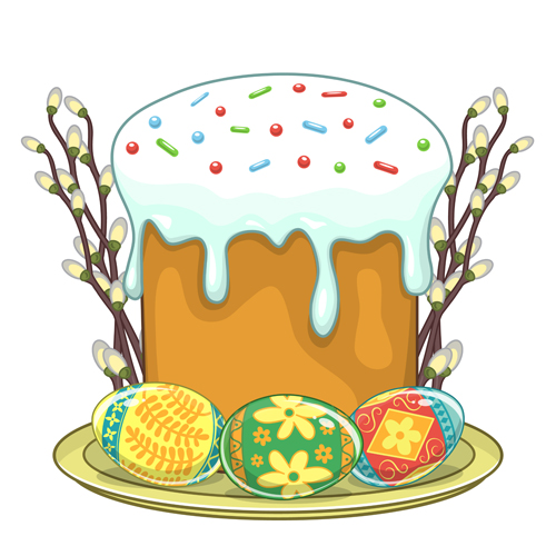 Cute easter cake vector design graphics 01 easter cute cake   