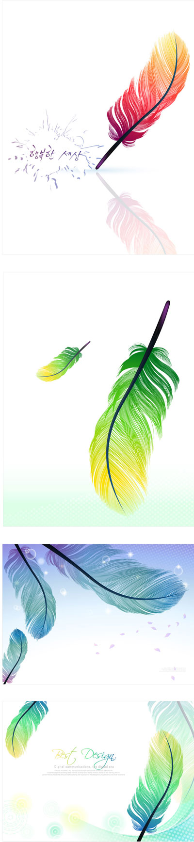 Feather color backgrounds vector set riotous feather Colour   
