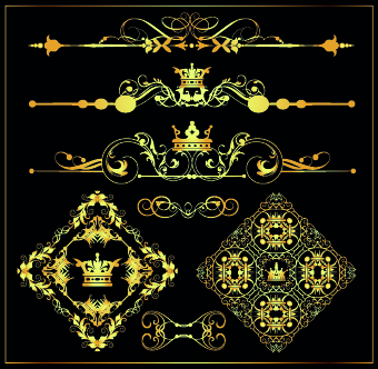 Gold calligraphic decor vector 07 gold decor calligraphic   