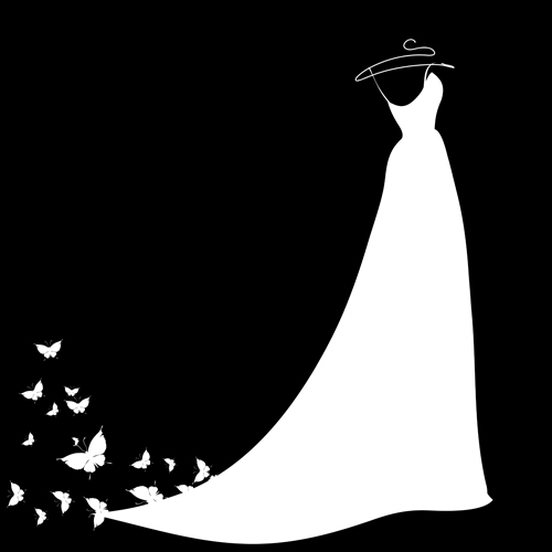 Beautiful wedding dress silhouette design vector 04 wedding silhouette dress beautiful   