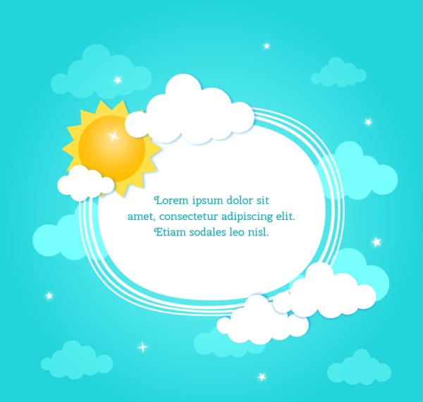 Sun with cloud and text box vector background text box sun cloud background   