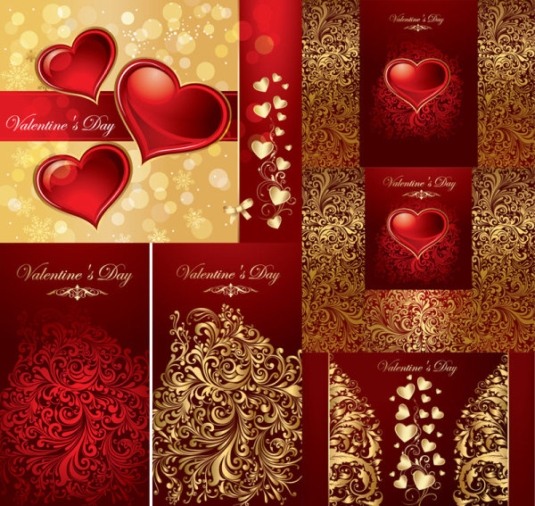 Decorative pattern background Vector Graphic 94022 shading romantic pattern love heart happy gold bright background   