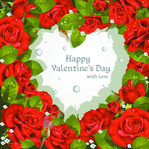 Roses with Valentine Day Cards vector graphics 01 Valentine day Valentine rose cards card   