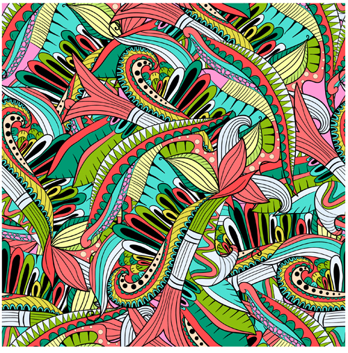 Colored doodle pattern seamless vector 04 seamless pattern doodle colored   