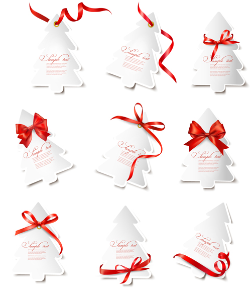 Exquisite ribbon bow gift cards vector set 19 ribbon gift cards exquisite card bow   