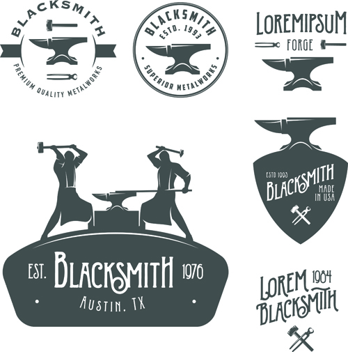 Logos blacksmith vector design logos blacksmith   