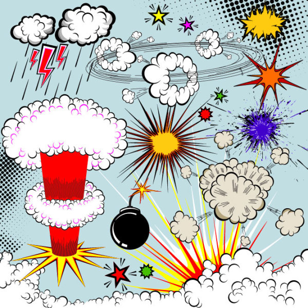 Comic explode design elements vector set 02 explode elements element Comic   