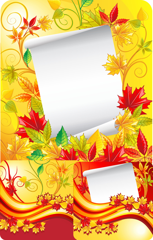 Autumn leaves with white paper background vector white paper paper background autumn leaves autumn   