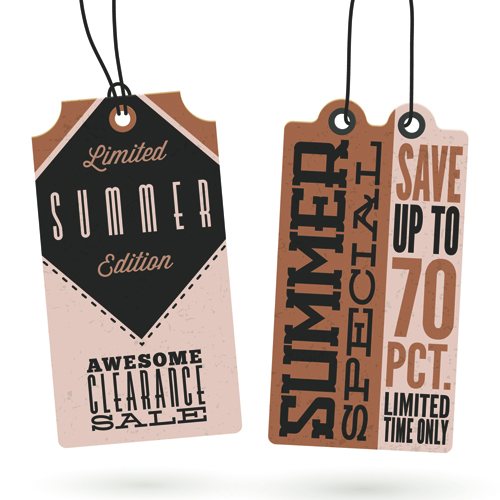 Vintage cardboard summer discount tags vector 03 vintage tags summer discount cardboard   