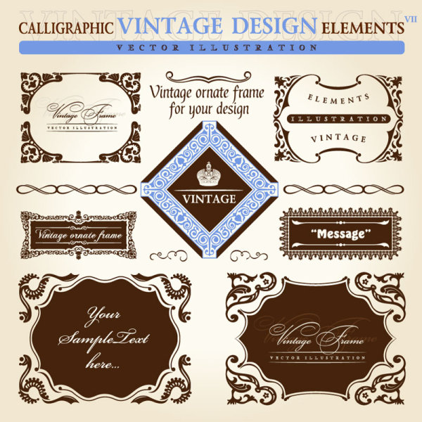 Set of Vintage ornate frames vector art 01 vintage ornate frames frame   