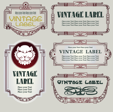 Vintage label and border elements vector 01 vintage label border   