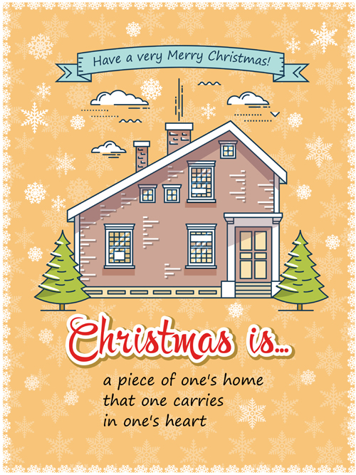 Christmas greeting cards with house vector 10 house greeting christmas cards   